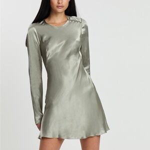 Shona Joy Satin Mini Dress - Sage